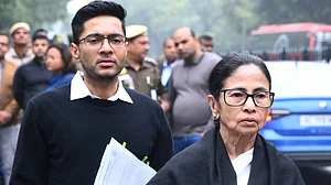 Mamata Banerjee and Abhishek Banerjee in Delhi earlier this month