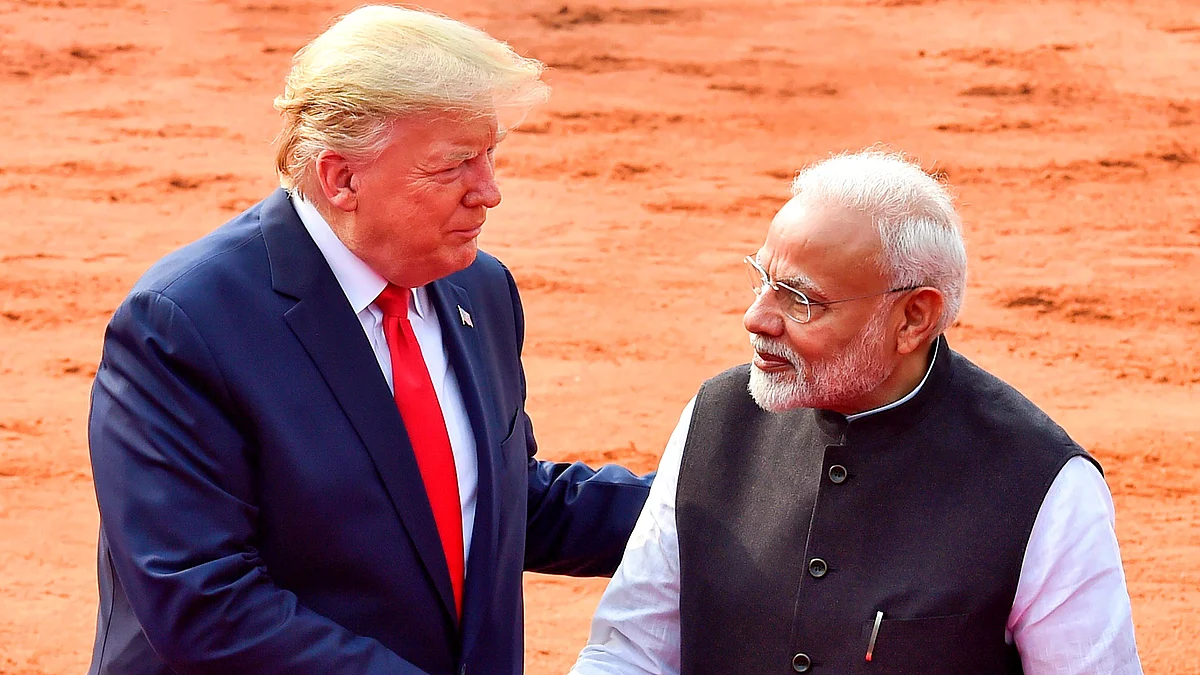 Donald Trump with Narendra Modi in New Delhi in this image dated 25 Feb 2020