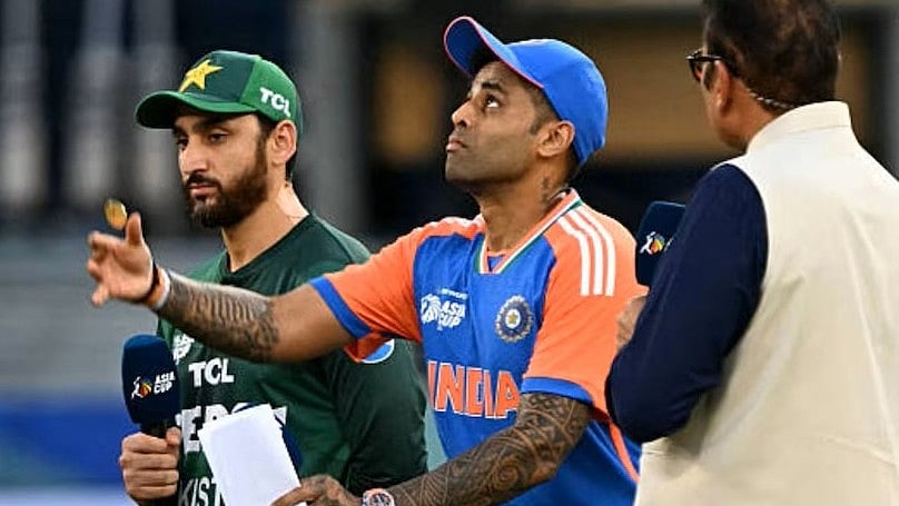 Surya and Salman Ali Agha during toss in the Asia Cup last year