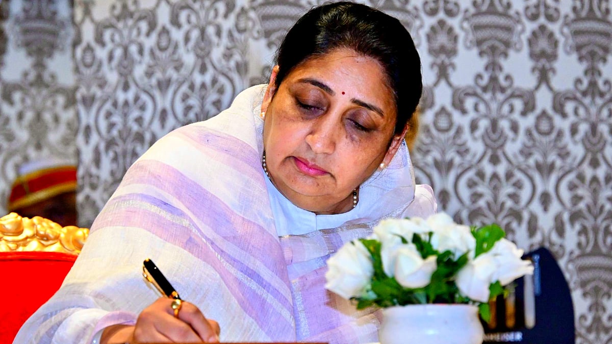 Sunetra Pawar at a ceremony at Lok Bhavan, in Mumbai