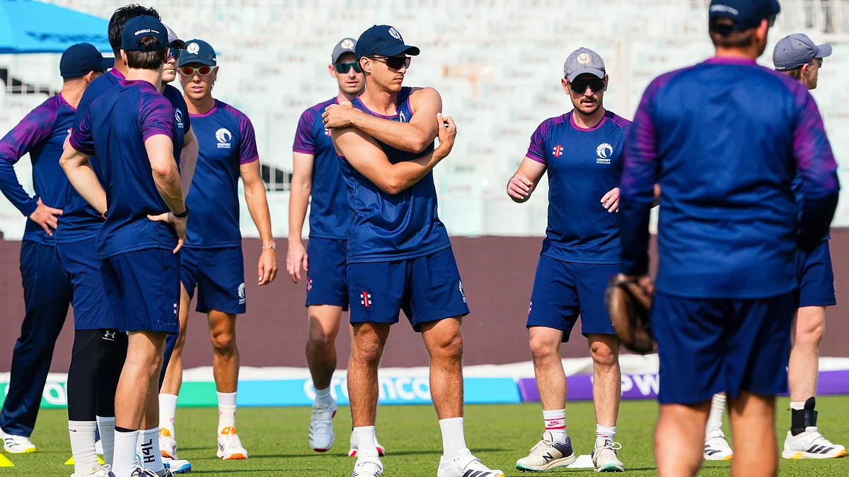 Scotland's players at a training session in Kolkata, 6 Feb