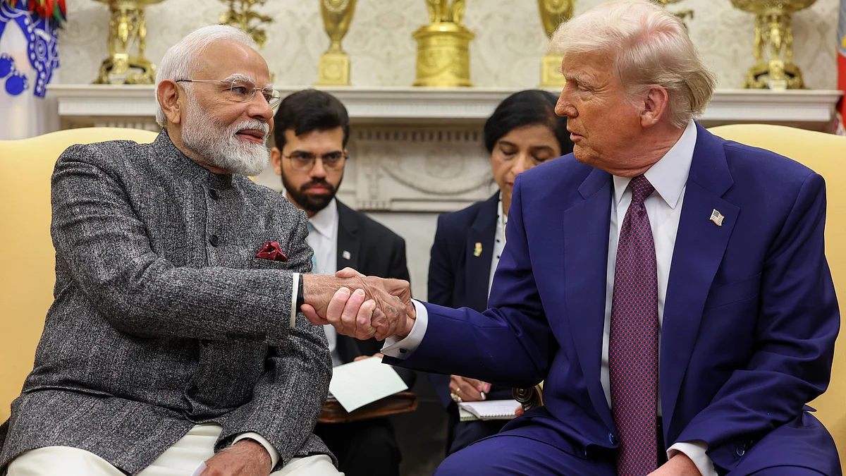 Narendra Modi during a meeting with Donald Trump at White House in Washington.