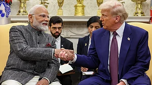 Narendra Modi during a meeting with Donald Trump at White House in Washington.