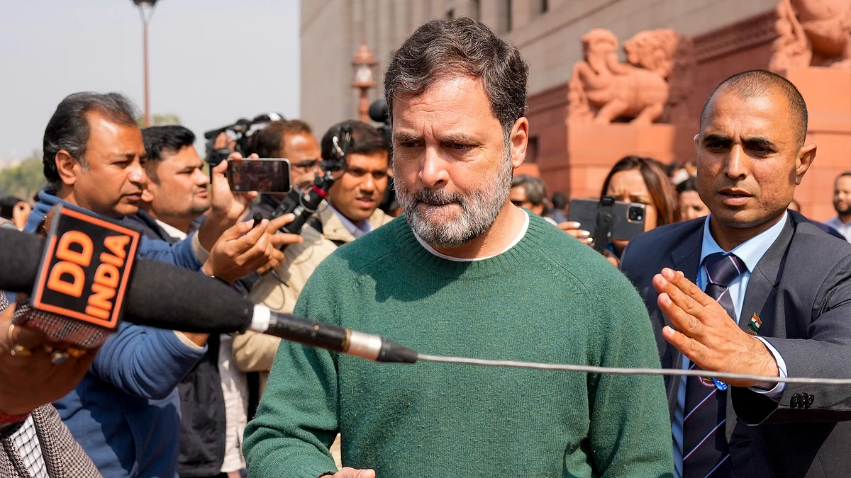 Rahul Gandhi during the Budget session of Parliament in New Delhi.