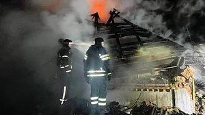 Remnants of the private home struck by a Russian drone