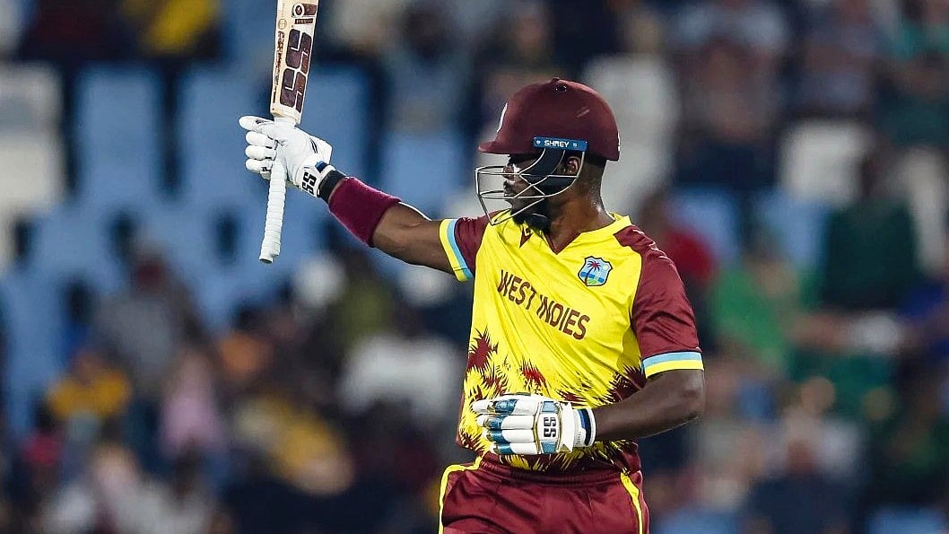 Sherfane Rutherford after completing his fifty on Wednesday