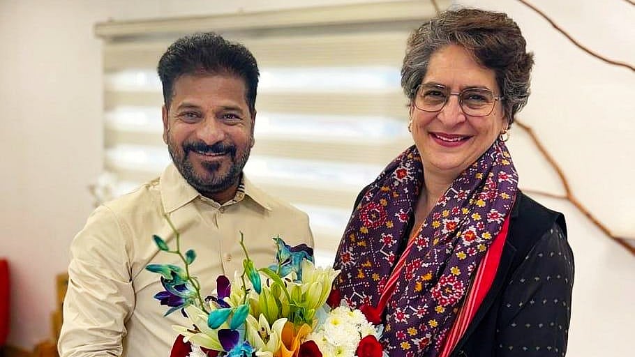 Telangana CM A. Revanth Reddy with Priyanka Gandhi Vadra
