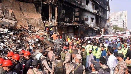 Aftermath of the tragic Gul Plaza fire in Karachi.