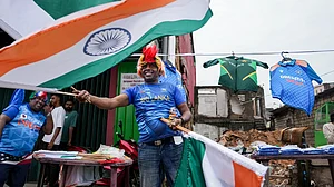 India, Pakistan shirts and flags up for sale in Colombo