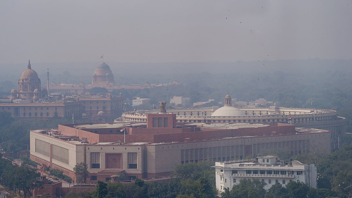 A layer of smog engulfs Rashtrapati Bhavan in New Delhi.
