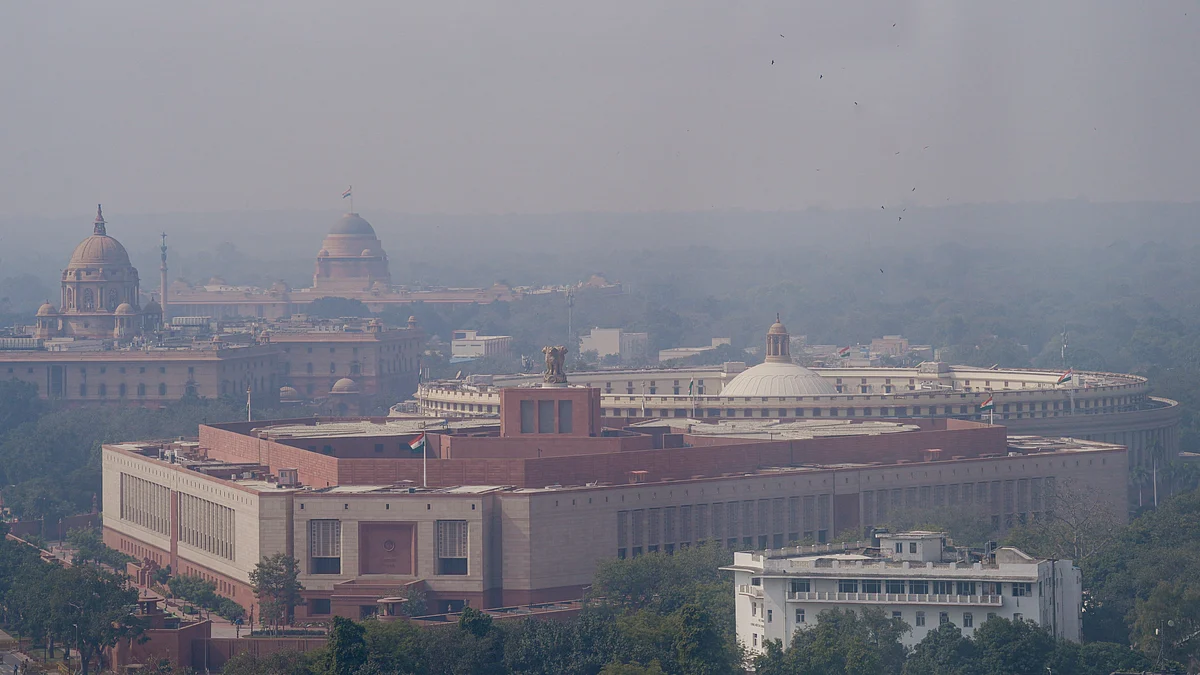 A layer of smog engulfs Rashtrapati Bhavan in New Delhi.