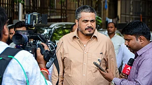 NCP (SP) MLA Rohit Pawar outside the Sessions Court in Mumbai, 17 Feb