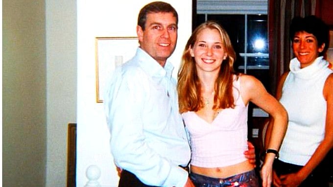The infamous photo of Andrew with 17-year-old Virginia Giuffre, and Epstein's partner Ghislaine Maxwell