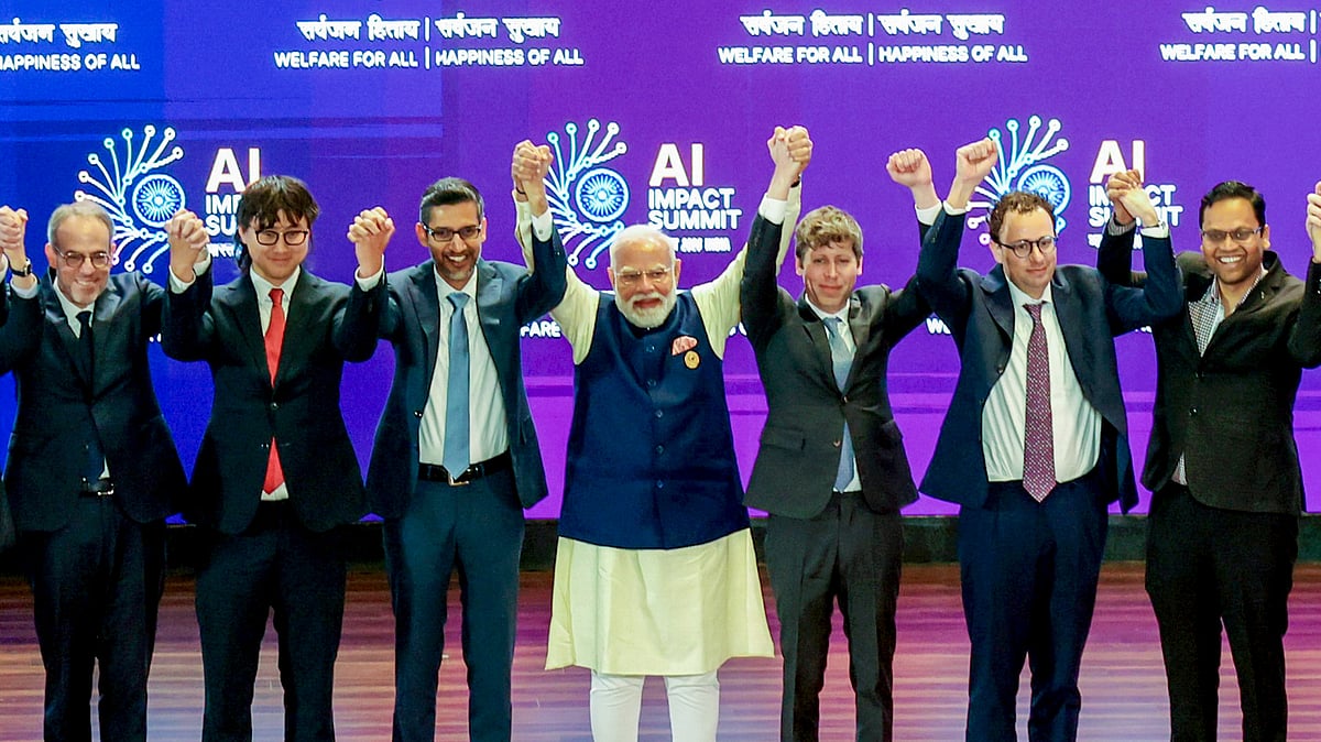 The awkward 'raised fist' moment when PM Modi joins hands with Sundar Pichai, Sam Altman and others