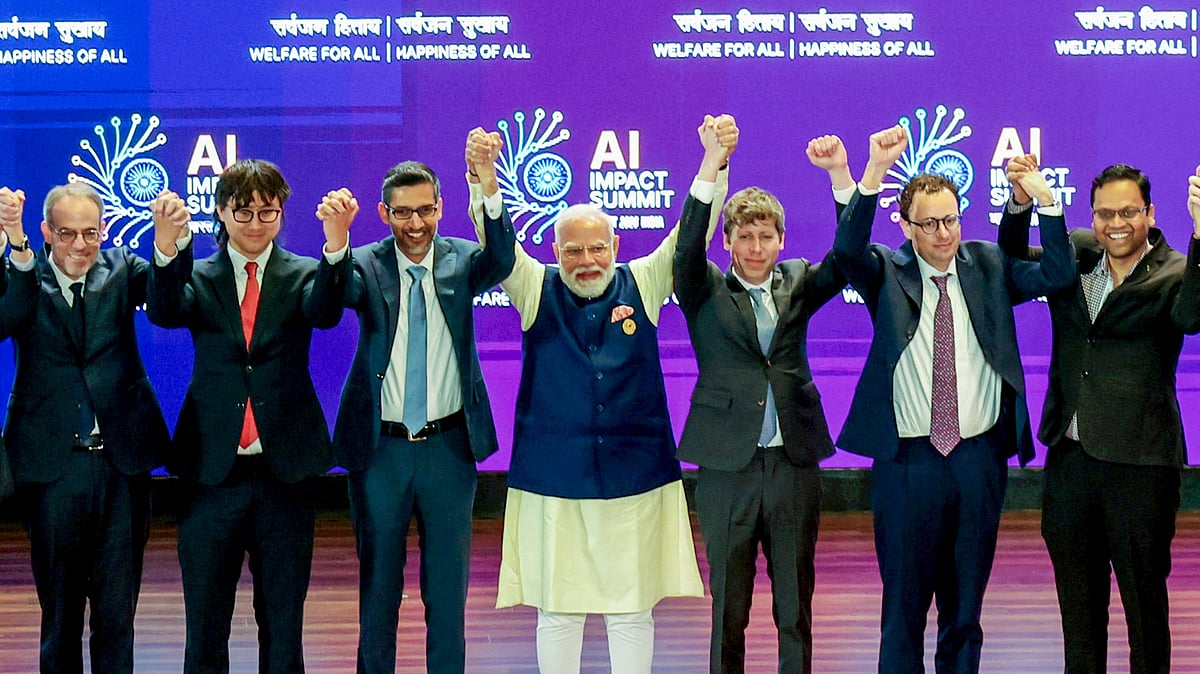 The awkward 'raised fist' moment when PM Modi joins hands with Sundar Pichai, Sam Altman and others