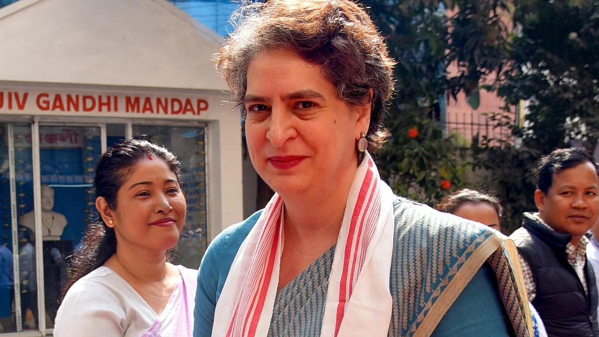 Priyanka Gandhi Vadra arrives for a party meeting in Guwahati on 20 February.