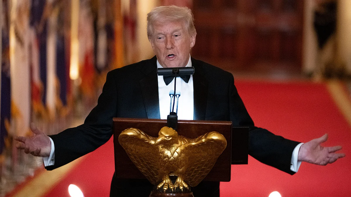 Donald Trump speaks at the National Governors Association dinner at the White House.