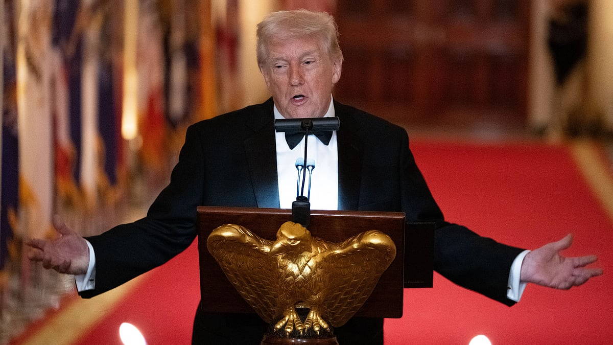 Donald Trump speaks at the National Governors Association dinner at the White House.