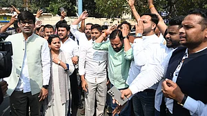 Youth Congress President Uday Bhanu Chib comes out of Patiala Court in New Delhi on 24 February.