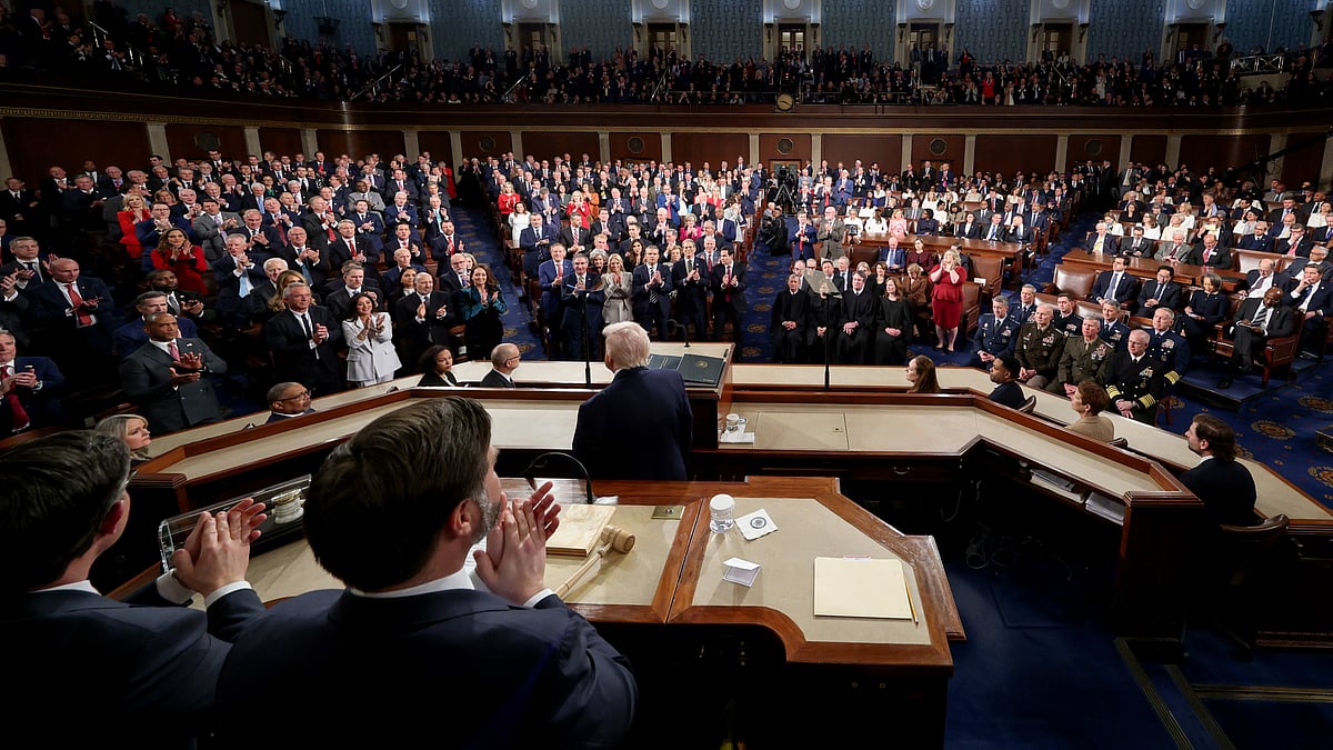 Donald Trump delivers the State of the Union at the United States Capitol