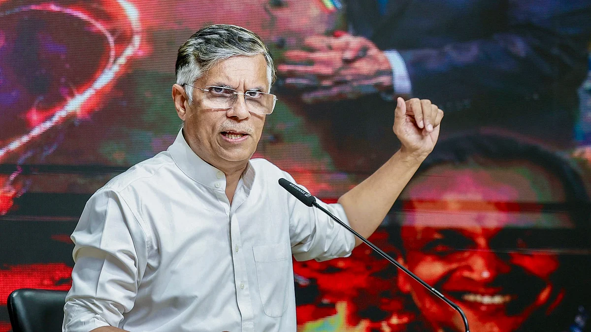 Pawan Khera addresses the press briefing