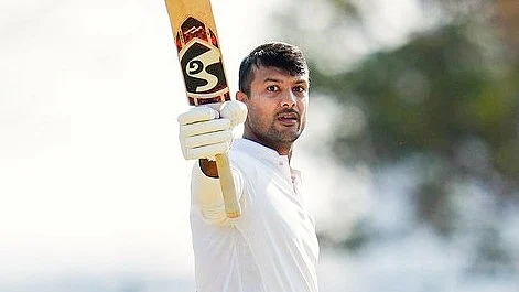 Mayank Agarwal on completing his century on Thursday