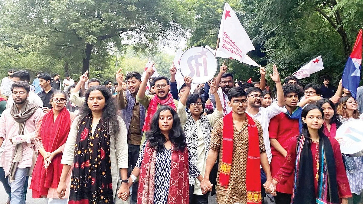 Students staging a protest march in JNU (file photo)