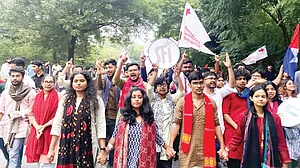 Students staging a protest march in JNU (file photo)