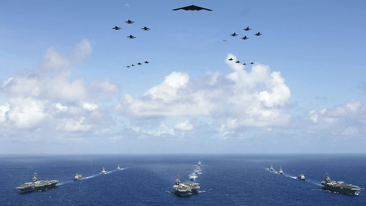 Elements of US Navy and Air Force in a strike group. 