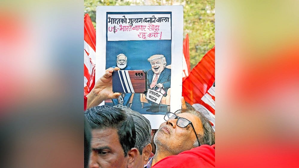 A protest in Mumbai against the India-US trade deal