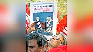A protest in Mumbai against the India-US trade deal