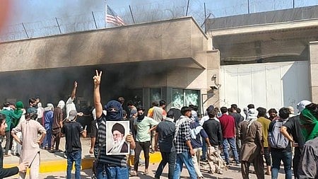 Protest outside the US Embassy in Pakistan.