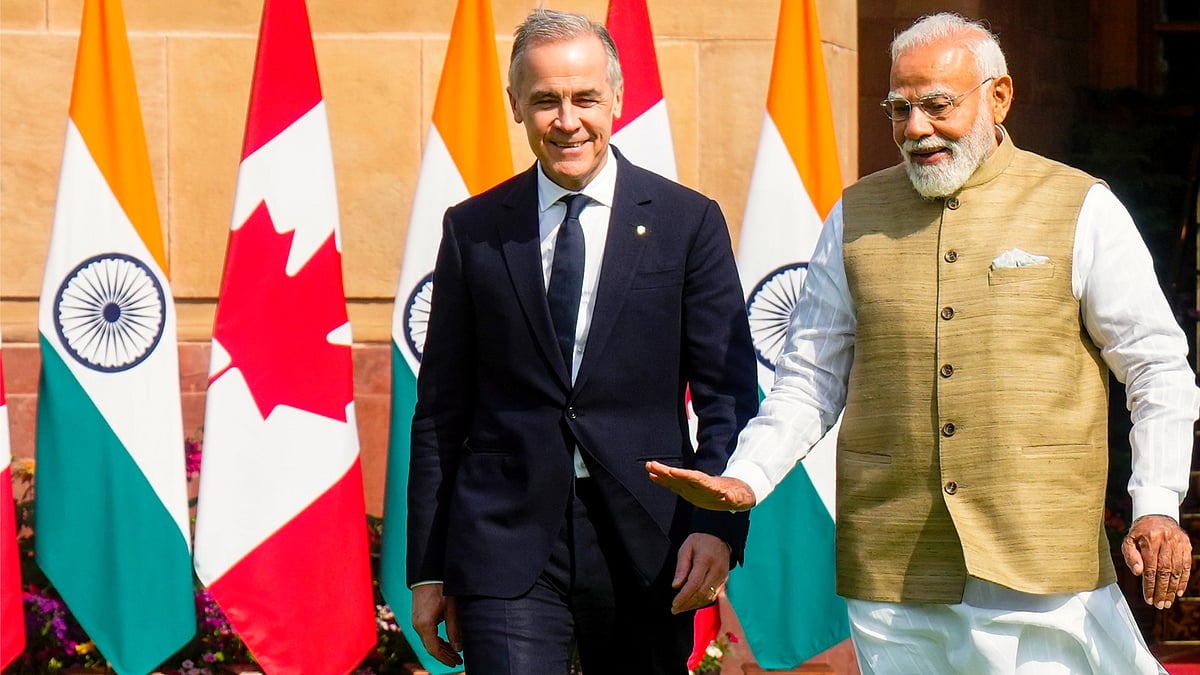 PM Narendra Modi with Canadian PM Mark Carney in New Delhi, 2 March 