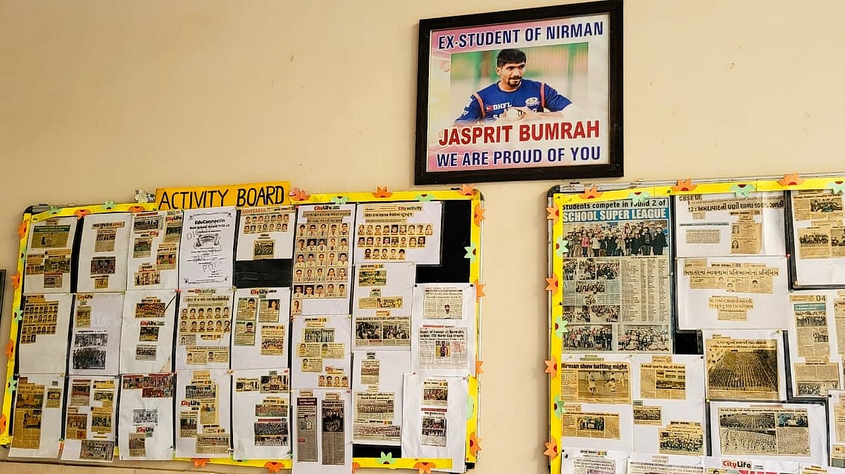 Jasprit Bumrah in his alma mater's Wall of Fame