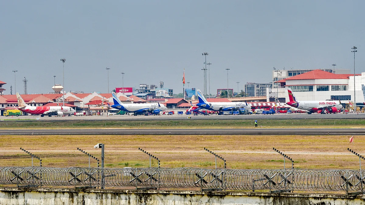 Passenger aircrafts at Kochi airport.