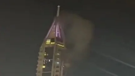 Smoken seen rising from Burj Marina