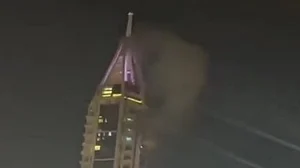 Smoken seen rising from Burj Marina