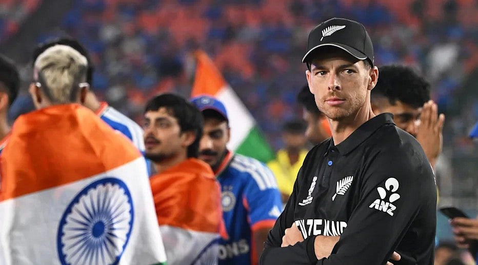 A crestfallen Mitchell Santner after the final on Sunday night