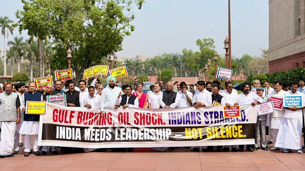 West Asia conflict: Oppn MPs protest in Parliament complex, seek full debate