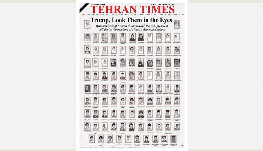 'Trump, look them in the eyes': Tehran Times front page shows children killed by US strike on school