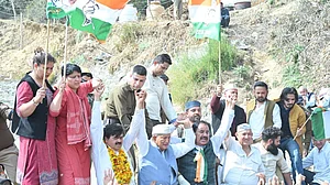 Harish Rawat and other senior Congress leaders stage protest in Uttarakhand.