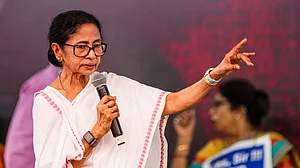 West Bengal CM Mamata Banerjee at her recent five-day sit-in protest against the Centre