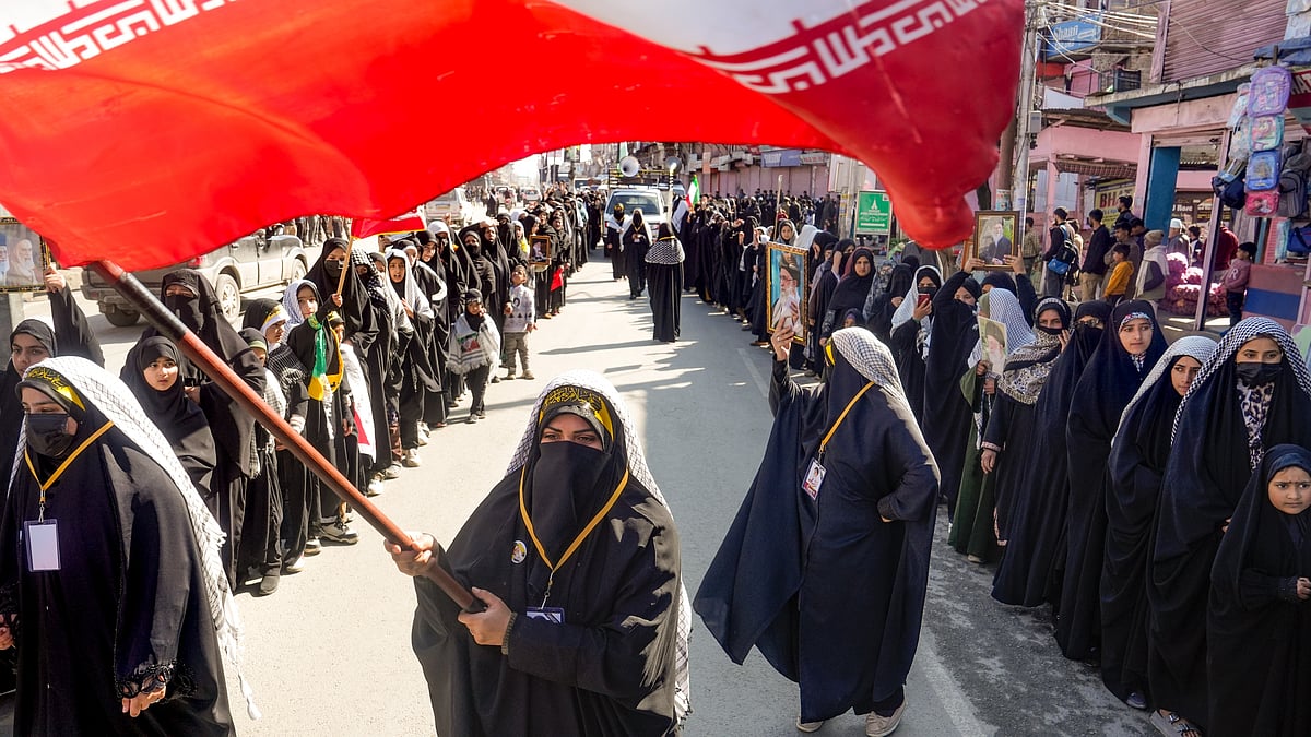 Protesters raised slogans condemning the actions of the United States and Israel 