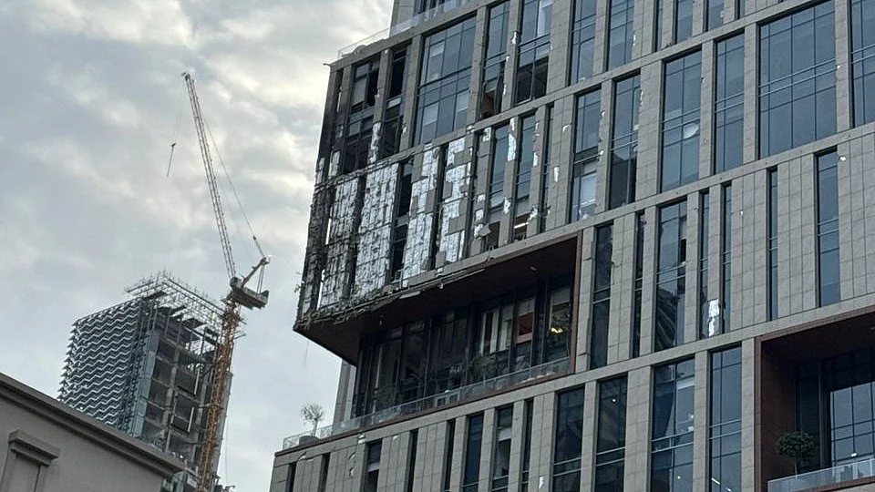 A damaged building in Dubai