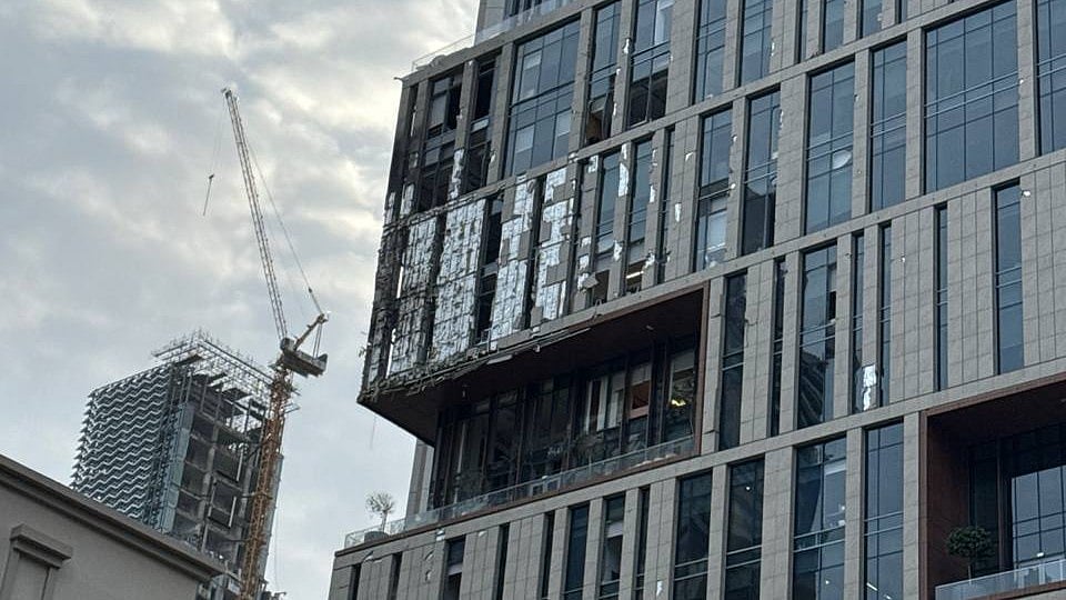 A damaged building in Dubai