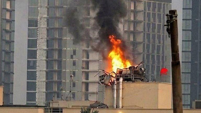 Smoke rises from a section of the US Embassy in Baghdad