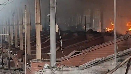 Dastkar Nature Bazaar damaged after a major fire gutted several shops in South Delhi.