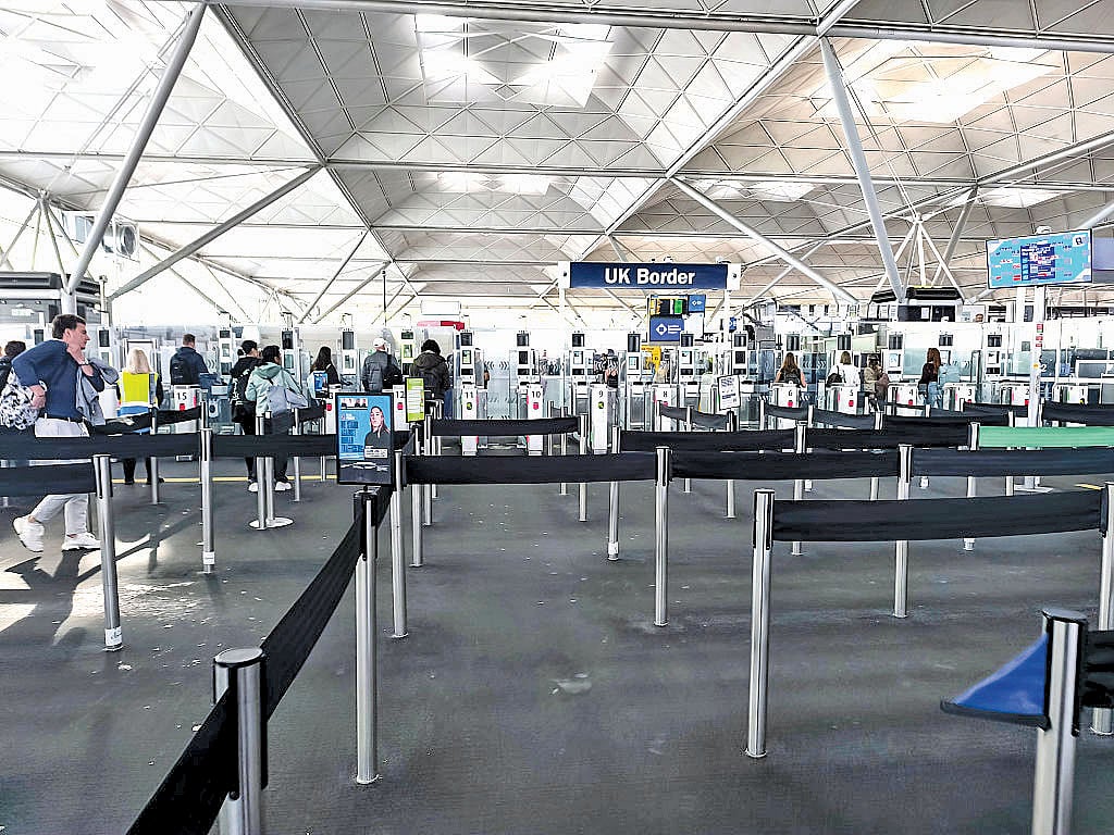 UK border and passport control at Stansted airport