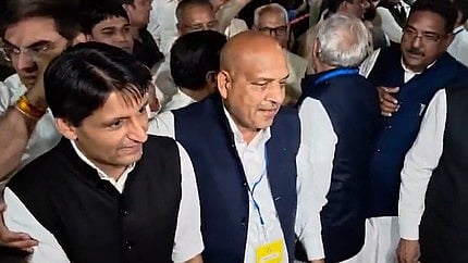 Lok Sabha MP Deepender Hooda with Rajya Sabha MP elect Karanveer Singh Boudh. 