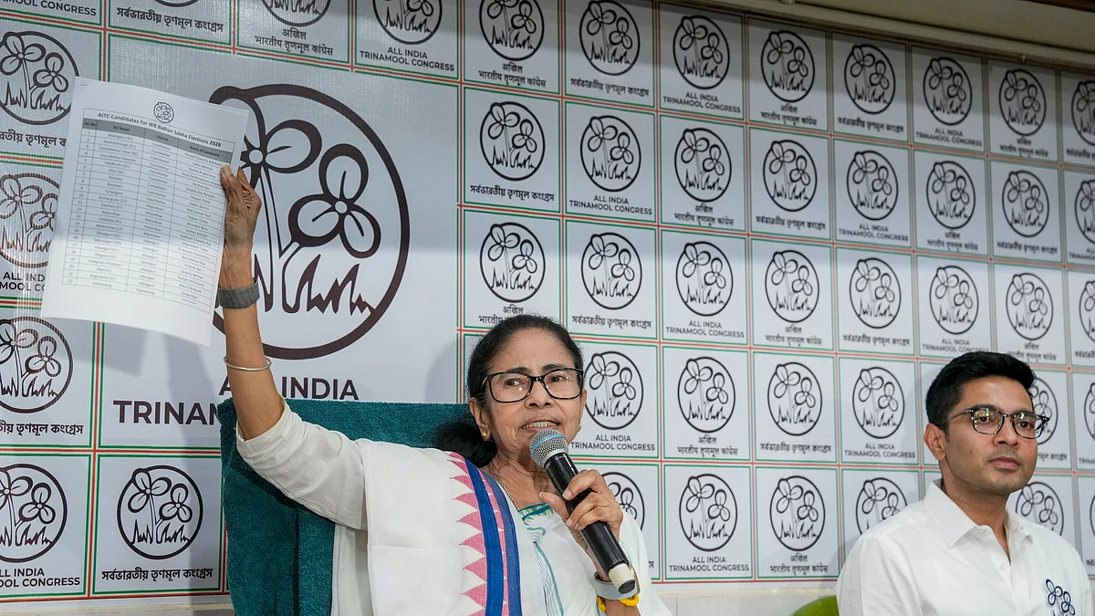 Banerjee releases the TMC candidate list for the upcoming 2026 Assembly elections at her residence.